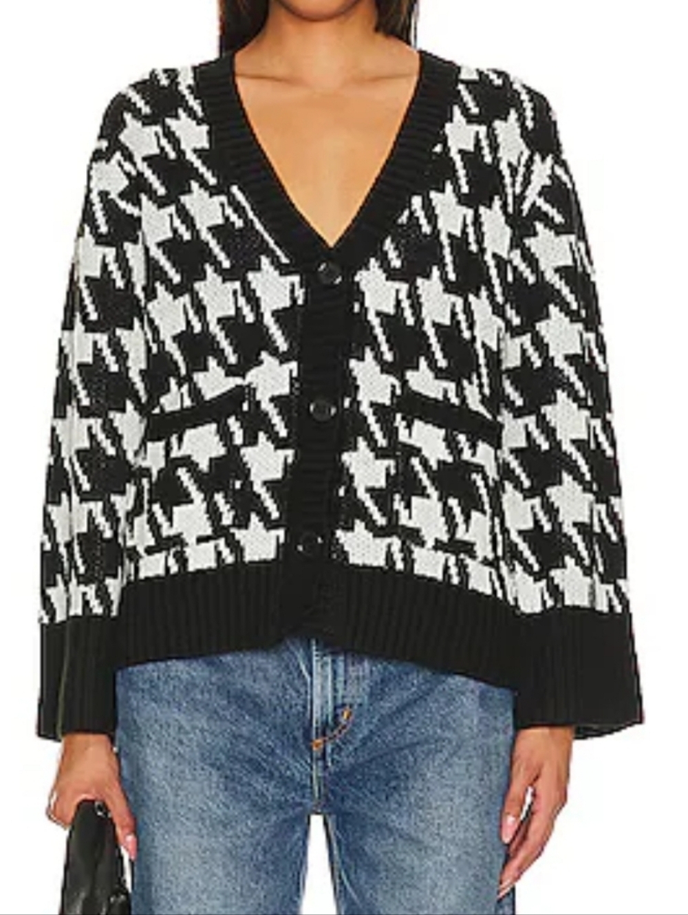 Sanctuary Warms My Heart Houndstooth Cardigan Sweater SZ:XXS